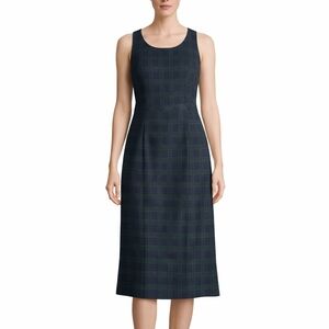 Banana Republic Women’s Navy Plaid Sleeveless Midi Dress Size 6 Dark Academia